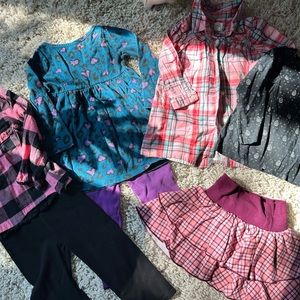 Girls 2T Fall Autumn flannel colorful set of girl toddler tops dresses s…